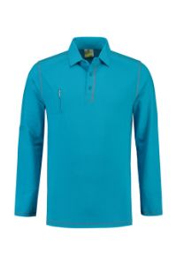 Afbeeldingen van CagAmned Shirt polo lange mouw turquoise/grijs